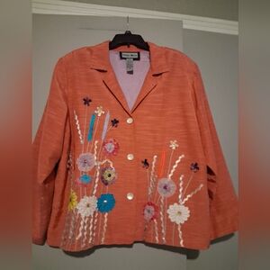 Vintage Indigo Moon Multi Color Embroidered Appliqued Floral Jacket -